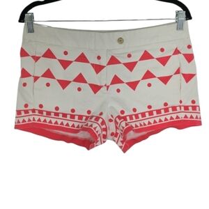 J.Crew Shorts Womens Sz 6 White/Red Geometric Printed Chino Stretch Cotton Blend